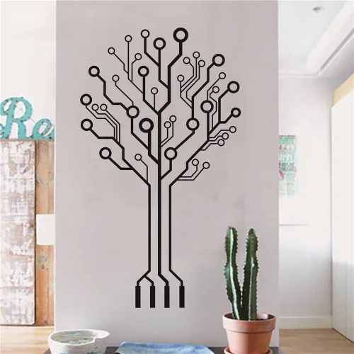 Miniatura 2 de Pegatinas de pared para placa de circuito de tecnología de oficina, software de computadora, árbol de ciencia, decoración de pared, arte extraíble