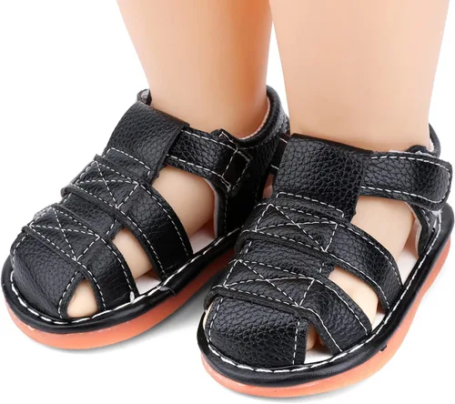 Miniatura 7 de Sandalias chirriantes de verano para niños y niñas, puntera cerrada, antideslizantes, suela de goma premium, zapatos para primeros pasos