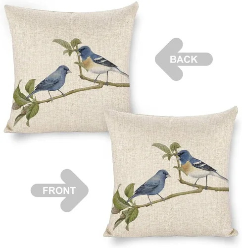 Miniatura 3 de Fundas de almohada decorativas de lino con diseño de pájaro en acuarela de 18 x 18 pulgadas para sofá, dormitorio, sala de estar y automóvil