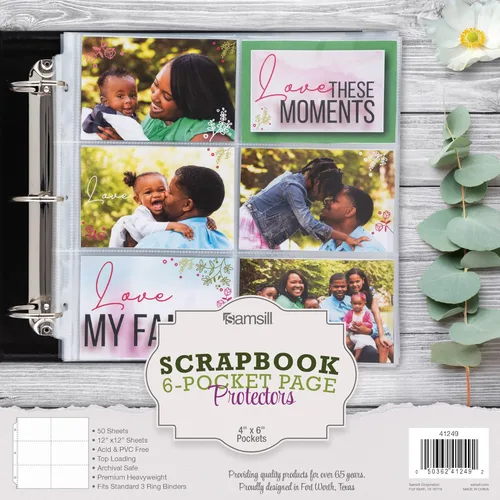 Miniatura 9 de Samsill Scrapbook - 6 páginas de repuesto de bolsillo de 12 x 12 pulgadas, paquete de 50, se adapta a carpetas de 3 anillos y álbumes de fotos de 12