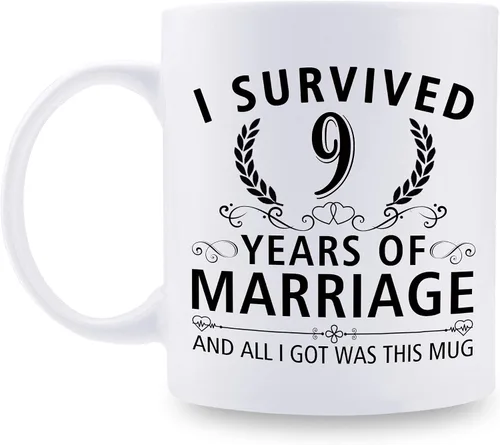 Miniatura 61 de Taza de café de 11 onzas con texto en inglés "I Survived 50 Years of Marriage and All I Got Was This Cup" para el 50 aniversario de boda y para él
