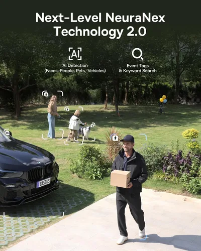 Miniatura 5 de Baseus X1 Pro Cámara de seguridad solar de doble seguimiento inalámbrica para exteriores, cámaras AI duales 3K, panorámica de 300°