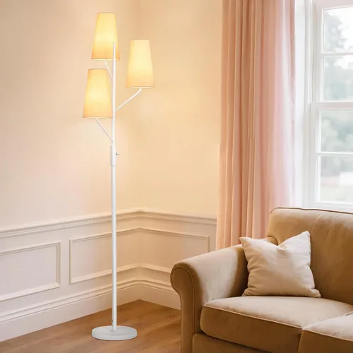 Miniatura 2 de SRJJA Lámpara de pie industrial para sala de estar, lámpara de pie de árbol de 3 luces de 70 pulgadas de alto con poste blanco, lámparas de pie