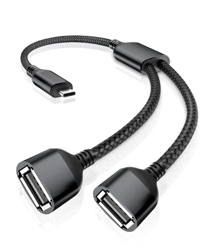 RUXELY Adaptador USBC macho a doble USB hembra de 3.3 pies, adaptador dual USB-C a USB-A Divisor OTG, Thunderbolt 4 a puerto de expansión USB para