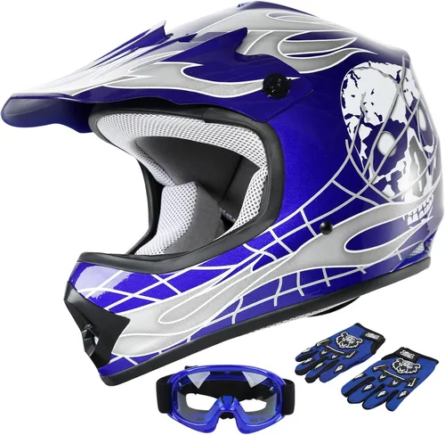 SLMOTO Dot Casco para Jóvenes Niños Casco de Motocross Todoterreno Calle Casco de Motocicleta Casco de Bicicleta de Tierra Motocross ATV Diseño de