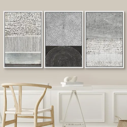 Miniatura 291 de SIGNWIN Lienzo enmarcado para pared, arte con pinceladas de flujo neutro en tonos beige abstractos, ilustraciones, arte moderno, decorativo