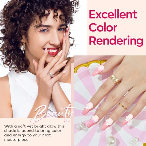 Miniatura 6 de Modelones - Juego de gel de uñas de polietileno, 6 colores de la colección Confeti Rosa, rosa desnudo, colores con purpurina, gel de extensión