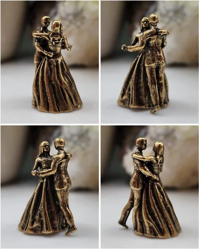 Miniatura 4 de Escultura en miniatura de pareja bailarina, hecha a mano, de latón, coleccionable, elegante, de pie