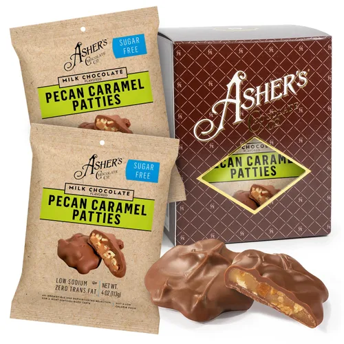 Miniatura 5 de Asher's Chocolates, Empanadas de caramelo de nuez, patty de caramelo de chocolate con leche, caja de regalo, pequeños lotes de chocolate kosher