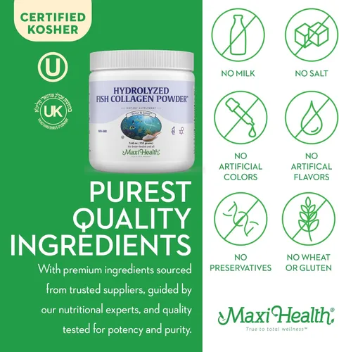 Miniatura 5 de Maxi Health Polvo de péptidos de colágeno – Colágeno en polvo marino sin sabor tipo I para mujeres y hombres – Suplemento proteico capturado