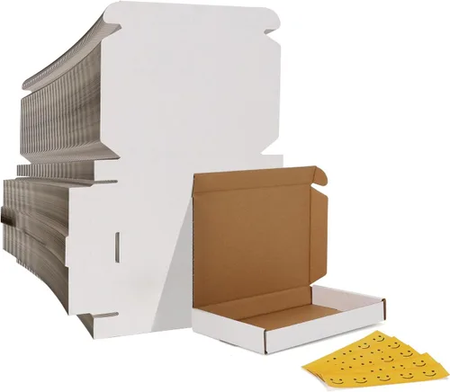 Miniatura 39 de HORLIMER - Cajas de envío pequeñas de 7x5x2, conjunto de 50, caja de cartón corrugado blanca para envío de correspondencia