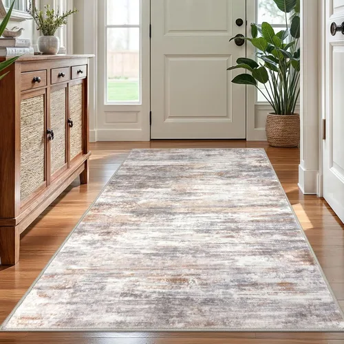 Miniatura 84 de KOZYFLY – Alfombra de pasillo moderna y lavable de diseño abstracto verde, 2 x 5 pies, antideslizante, suave y de pelo corto, ideal para cocina