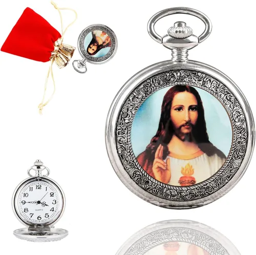 Miniatura 8 de Reloj de bolsillo para hombre, árabe digital reloj de bolsillo con cadena para hombre