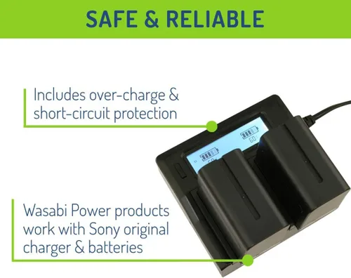 Miniatura 3 de Wasabi Power Batería (paquete de 2) y cargador dual para Sony NP-F950, NP-F960, NP-F970, NP-F975 (Serie L)