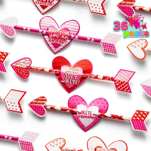 Miniatura 9 de JOYIN - 36 tarjetas de regalo del Día de San Valentín con flecha de Cupido de lápiz, para intercambio de San Valentín y premios de fiesta