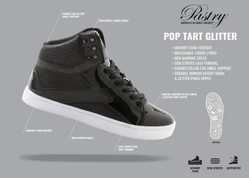 Miniatura 6 de Pastry Pop Tart Glitter High Top Tenis y zapatos de baile para mujer