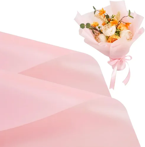 BEISHIDA 20 piezas de papel de envolver floral rosa - Papel de envolver flores mate impermeable para ramos, suministros de floristería, manualidades