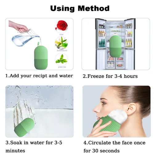Miniatura 3 de Joyeee Rodillo facial de hielo, molde de silicona reutilizable, masaje facial, belleza facial, herramientas para el cuidado de la piel, aplica hielo