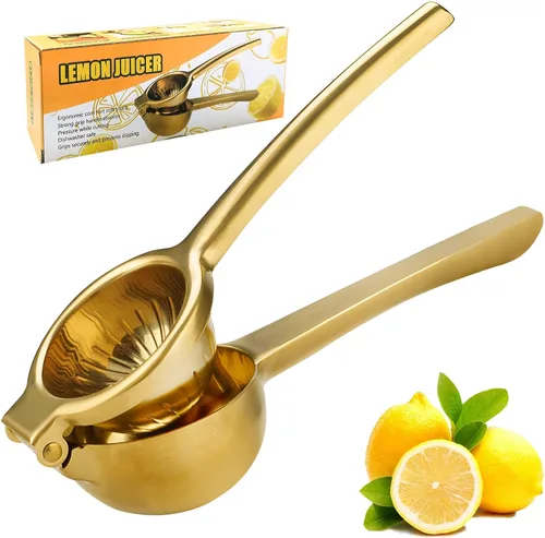 SHIKORI Exprimidor de limón, exprimidor de mano grande y resistente para limón, prensa manual de acero inoxidable, exprimidor de cítricos,