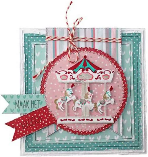 Miniatura 4 de DzIxY Hermoso carrusel de corte de metal troqueles para hacer tarjetas, kit de papel en relieve, troquelados, plantillas de máquina de álbumes de 9
