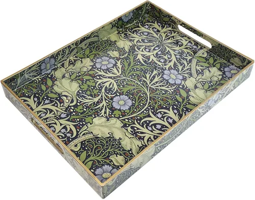 Miniatura 16 de Spsyrine - Bandeja de servir con asas, bandeja decorativa de plástico para mesa de café, sala de estar, decoración del hogar, 3040B