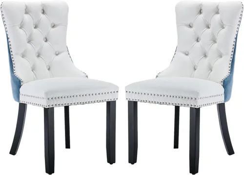 Miniatura 43 de Juego de 6 sillas de comedor modernas para sala de estar, cocina, patas de madera maciza, cojín acolchado de tela de lino, asiento y respaldo