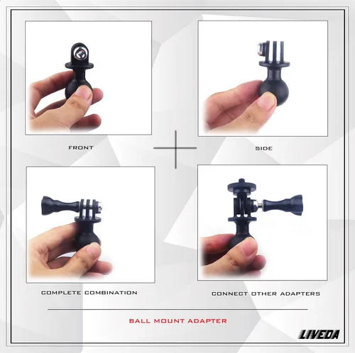 Miniatura 3 de Adaptador de montaje de bola para cámara deportiva Gopro Hero Series/Yi/Coyote/AKASO/SJCAM, compatible con soportes RAM, soporte de cabeza de bola