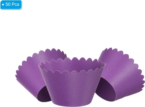Miniatura 3 de PATIKIL Papel para envolver cupcakes, paquete de 50 tazas para hornear, decoración de ondas estándar para aniversario, cumpleaños, bodas y fiestas