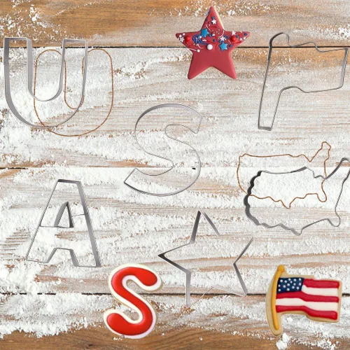 Miniatura 3 de Juego de 6 cortadores de galletas patrióticos de Estados Unidos, 250 aniversario, bandera estadounidense, moldes para vacaciones, fiestas