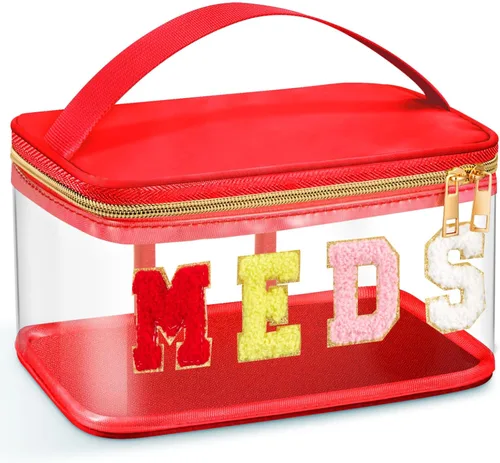 Miniatura 17 de Geetery Bolsa de Letras de Chenilla, Estuches de Viaje Meds Cheer Regalos para Porristas Bolsa de Cosméticos Maquillaje de Nylon Portátil Preppy