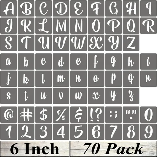 Miniatura 9 de Plantillas de letras del alfabeto de 1.5 pulgadas, paquete de 70 plantillas de letras con números para pintar en madera, plantillas reutilizables