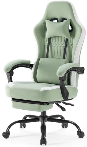 Miniatura 10 de NEWBULIG Silla de escritorio para juegos de computadora, soporte lumbar ergonómico grande con reposabrazos abatibles y ruedas giratorias de 360°