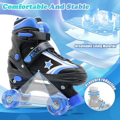 Miniatura 3 de Patines de ruedas para niños y niñas con ruedas iluminadas Zapatos de patines de tamaño ajustable para jóvenes y mujeres de 5 a 8 años y 8 a 12