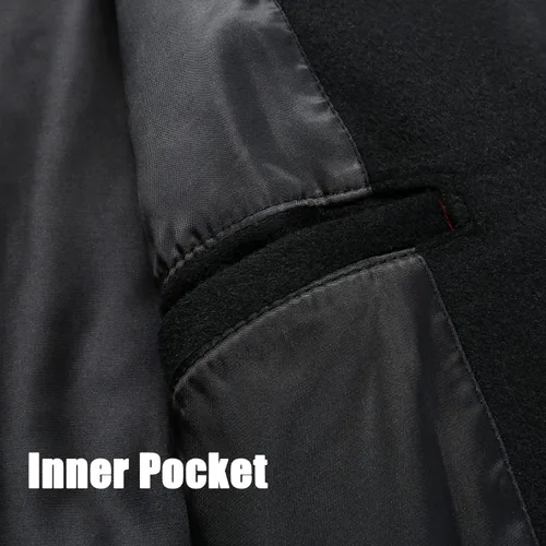 Miniatura 4 de APTRO Gabardina de lujo de longitud completa para hombre, abrigo largo de lana, rompevientos de invierno