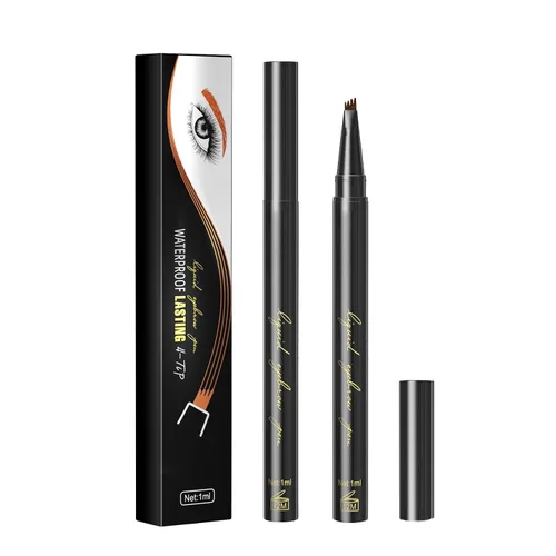 Miniatura 9 de Lápiz de cejas Microblading, lápiz líquido para cejas micro 4 puntas, lápiz de cejas de larga duración, resistente al agua y a las manchas, #01