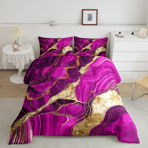 Miniatura 34 de Juego de edredón de mármol negro individual, ropa de cama dorada agrietada para adultos, hombres y mujeres, juegos de edredón de textura metálica