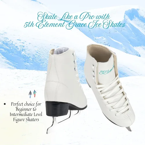 Miniatura 3 de 5th Element Grace Patines de Hielo para Mujer - Patines Artísticos Cómodos con Tricot Suave Aterciopelado/Forro Polar - Zapatos Elegantes