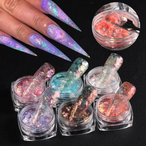 Miniatura 23 de Polvo de uñas cromado, efecto espejo, polvo metálico, 6 colores, bronce, marrón, negro, oro rosa, holográfico, purpurina cromada, pigmento en polvo