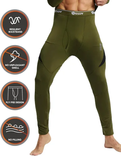 Miniatura 3 de CL convallaria Conjunto de ropa interior térmica para hombre con bragueta, capa base larga para invierno, equipo de caza, parte superior e inferior
