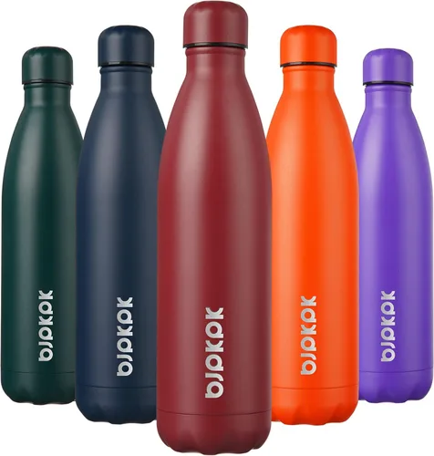 Miniatura 87 de BJPKPK Botellas de agua de acero inoxidable con aislamiento de 17 onzas, mantiene el frío y el calor, brillante oro rosa Oro rosa brillante