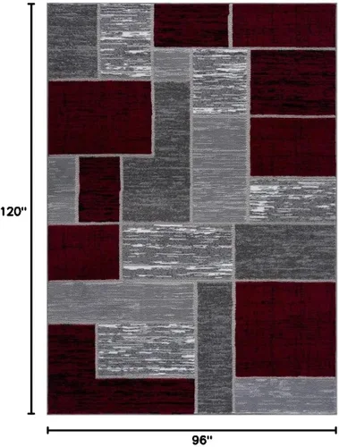 Miniatura 2 de L'Baiet Verena - Alfombra geométrica roja y gris de 8 x 10 pies, alfombra de área grande para sala de estar, dormitorio, mesa de comedor, oficina