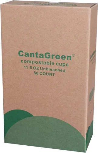 Miniatura 3 de CantaGreen 50 tazas biodegradables compostables de 11.5 onzas, bagazo y fibra de bambú, sin blanquear