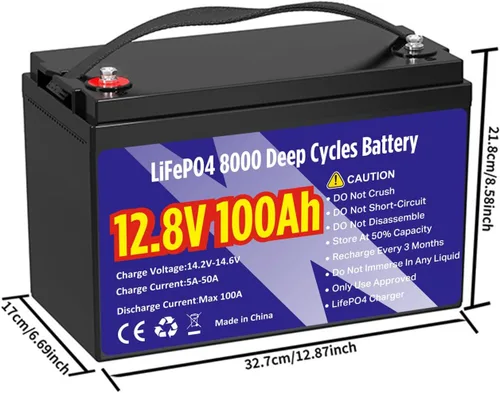 Miniatura 3 de Batería de litio LiFePO4 de 12 V 100 Ah, grupo 31 1280 Wh, batería de fosfato de hierro y litio de más de 8000 ciclos profundos, larga vida útil
