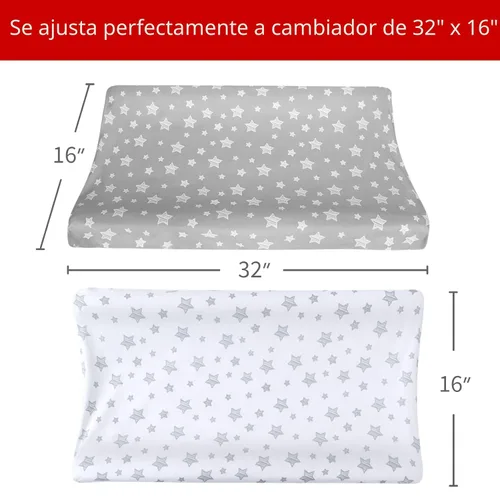 Miniatura 5 de Paquete de 2 fundas para cambiador para niños y niñas, con estampado encantador, suaves, unisex, para cambiar, se ajustan a almohadilla contorneada
