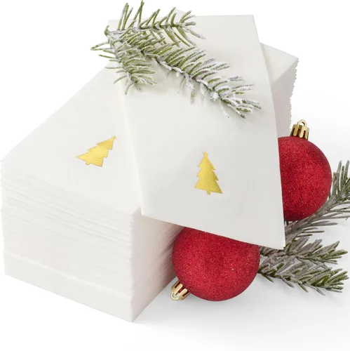 By Madee: Paquete de 50 servilletas navideñas de papel PREMIUM para cena o servilletas de mano para el baño de Navidad | Servilletas elegantes tipo
