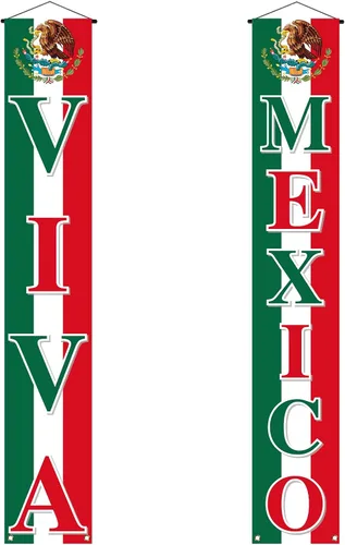 Miniatura 5 de Vohado Viva México - Cartel colgante para puerta delantera, decoración del Día de la Independencia mexicana, 16 de septiembre, suministros