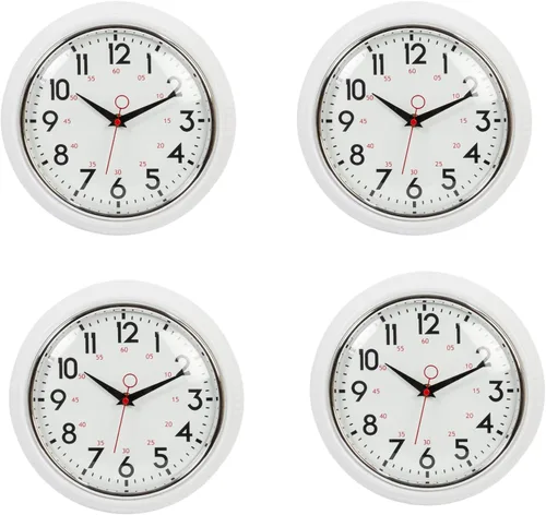 Miniatura 10 de Kiera Grace, reloj de pared retro con bisel cromado y lente de vidrio convexo, de 9.5 pulgadas, Plástico, Verde, 9.5