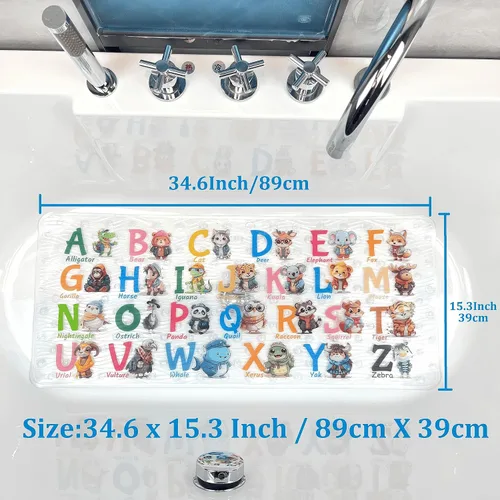 Miniatura 7 de BOPPIE Tapete de baño antideslizante para bañera para niños, tapete de baño antideslizante para bañera, tapete de baño XL grande, 35 x 15 pulgadas