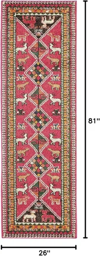 Miniatura 2 de Unique Loom Sedona Collection Southwestern, borde, sobreteñida, animales, tribal, alfombra de área abstracta, 2 pies 2 pulgadas x 6 pies 7 pulgadas