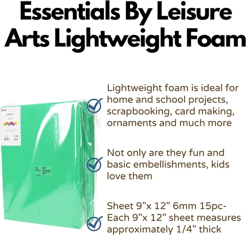 Miniatura 2 de EBL Foam Sheets 9x12" 0.236 in 15pc Verde